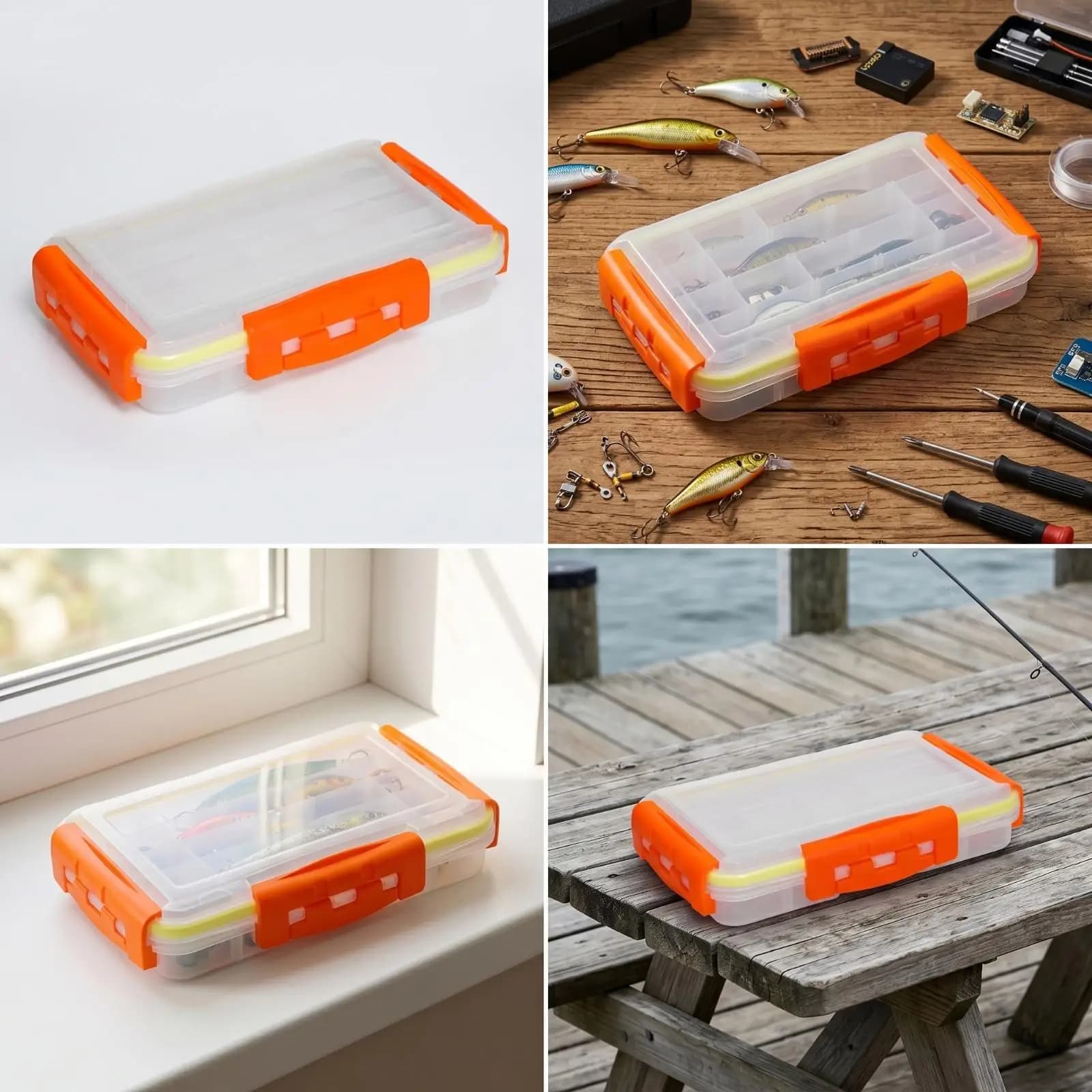 Fishing Lure Box Portable Tackle Organizer with Compartments Clear for Fishermen