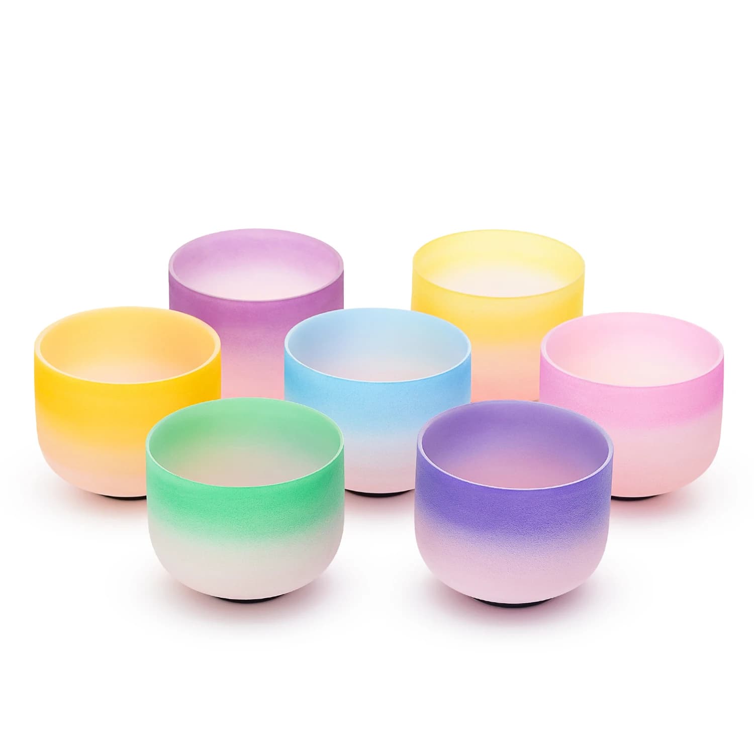 Hye-eun 8inch Candy Color Frosted Quartz Crystal Singing Bowl 432hz/440hz CDEFGAB for Yoga Sound Healing