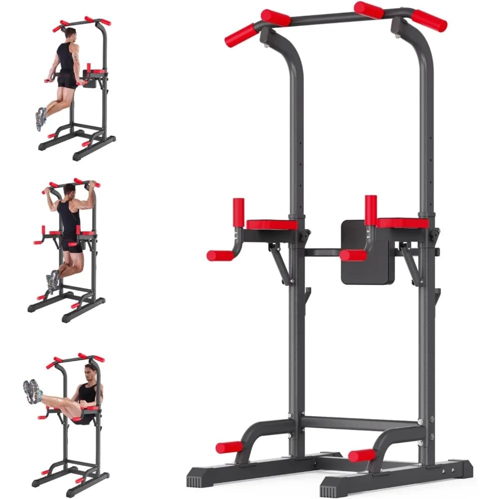 Power Tower Dip Station with Traction Bar, Strength Training Home Gym Equipment