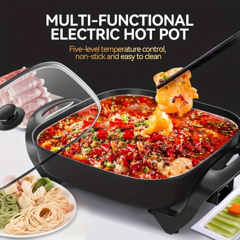 1 piece non-stick ceramic tile - with glass lid, aluminium body and adjustable temperature regulator, suitable for frying, baking