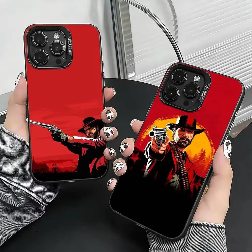 Custodia per telefono RDR2 Hunter Arthur Morgan per iPhone 17, 16, 15, 14, 13, 12, 11 Plus, Pro Max, XS, Cover colorata argento