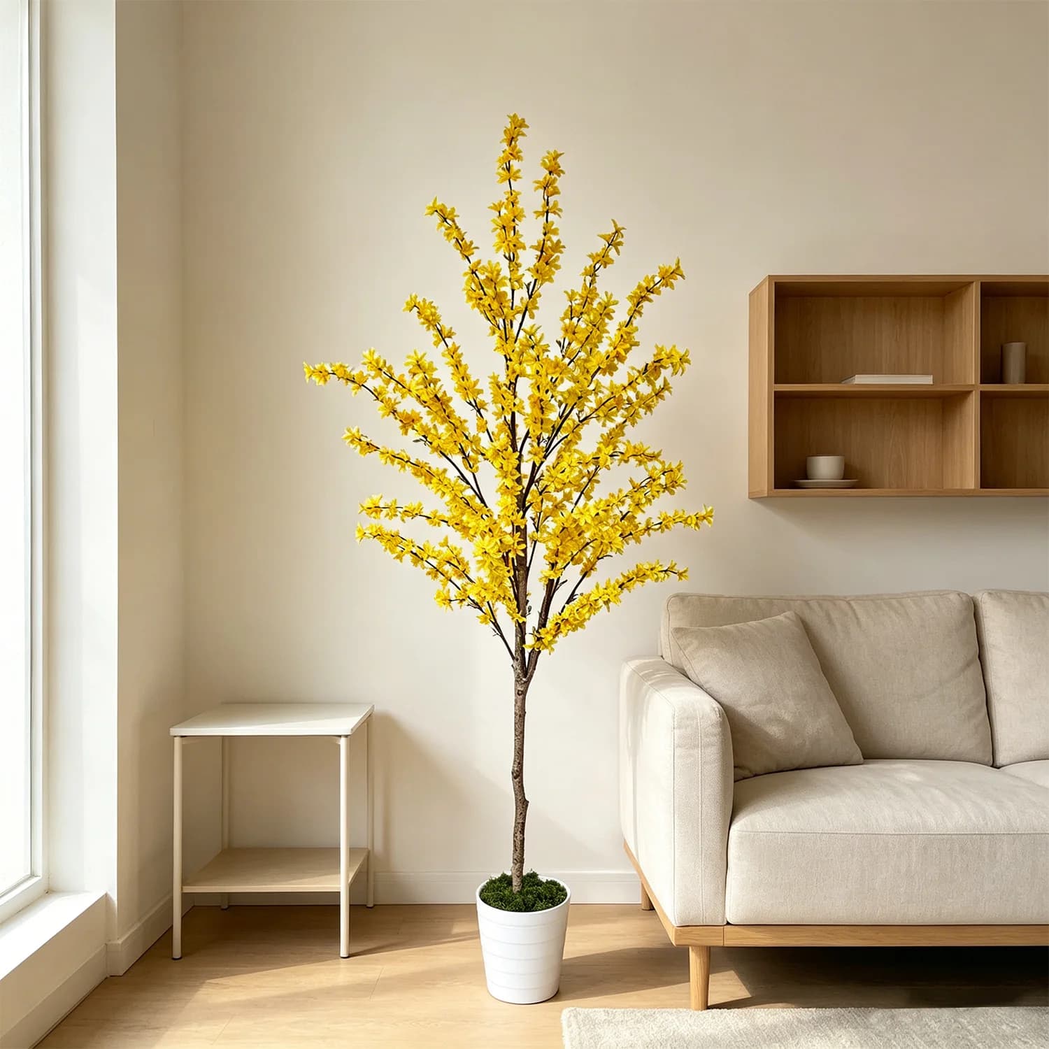 Albero di gelsomino invernale artificiale da 180 cm/5,91 piedi, pianta finta ornamentale per interni, per casa, giardino, balcone, soggiorno, decorazione per esterni