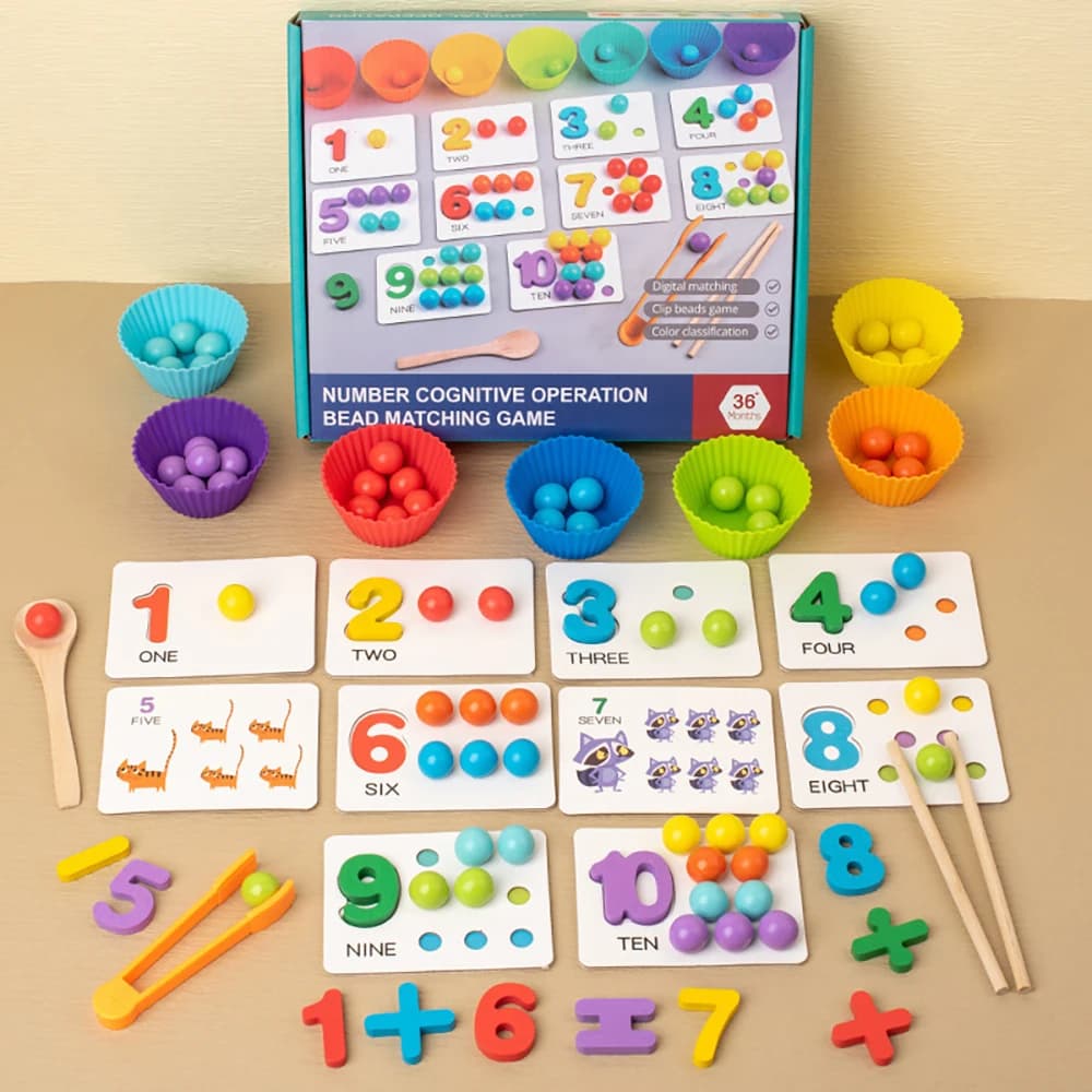 Montessori Matematica Conteggio Ordinamento Giocattolo Clip Perline Giochi di abbinamento Abilità motorie fini Numero Colore Giocattoli educativi sensoriali per bambini