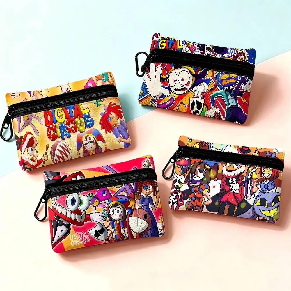 Show D-digital circus Oxford Fabric Mini Coin Wallet Smooth Zipper Hanging Design Multi-use Small Storage Bag For Travel