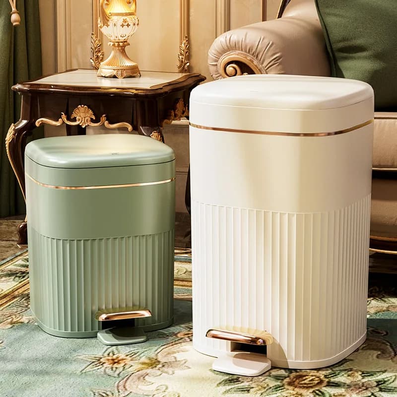 8L Trash Bin With Pedal Lid Light Luxury Trash Can For Kitchen Toilet Living Room Large Capacity Wastebasket Simple and Modern