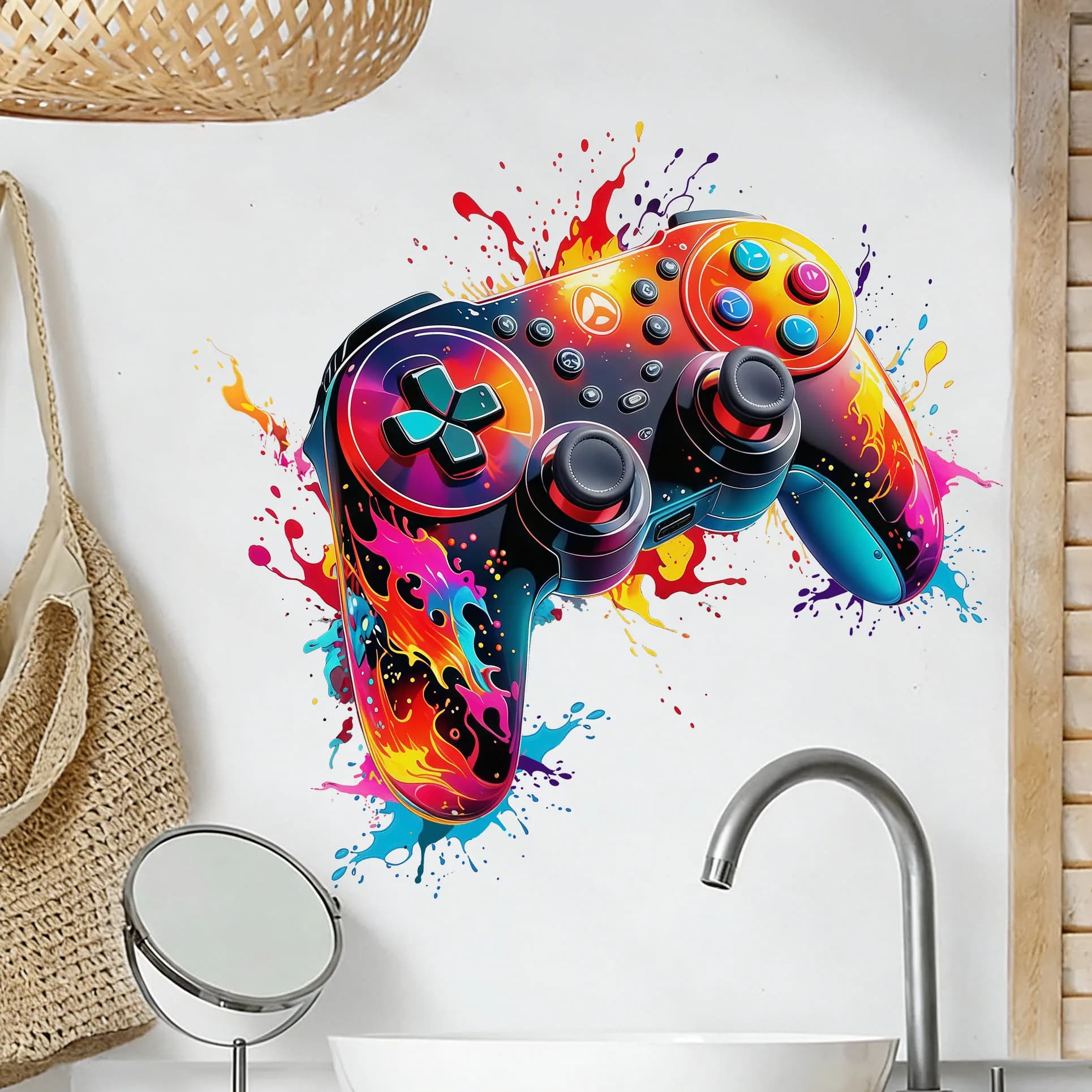 Adesivo Murale con Fiamme Rosse per Controller di Gioco, Decorazione per Camera da Letto e Sala Giochi, Accessorio per Console PlayStation e Xbox