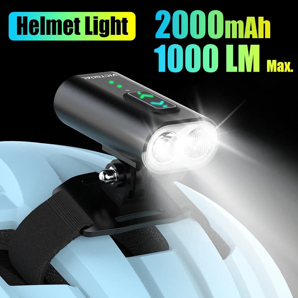 VICTGOAL 1000LM Waterproof Rechargeable Light Bike Headlight, helmet light and night safety cycling handlebar