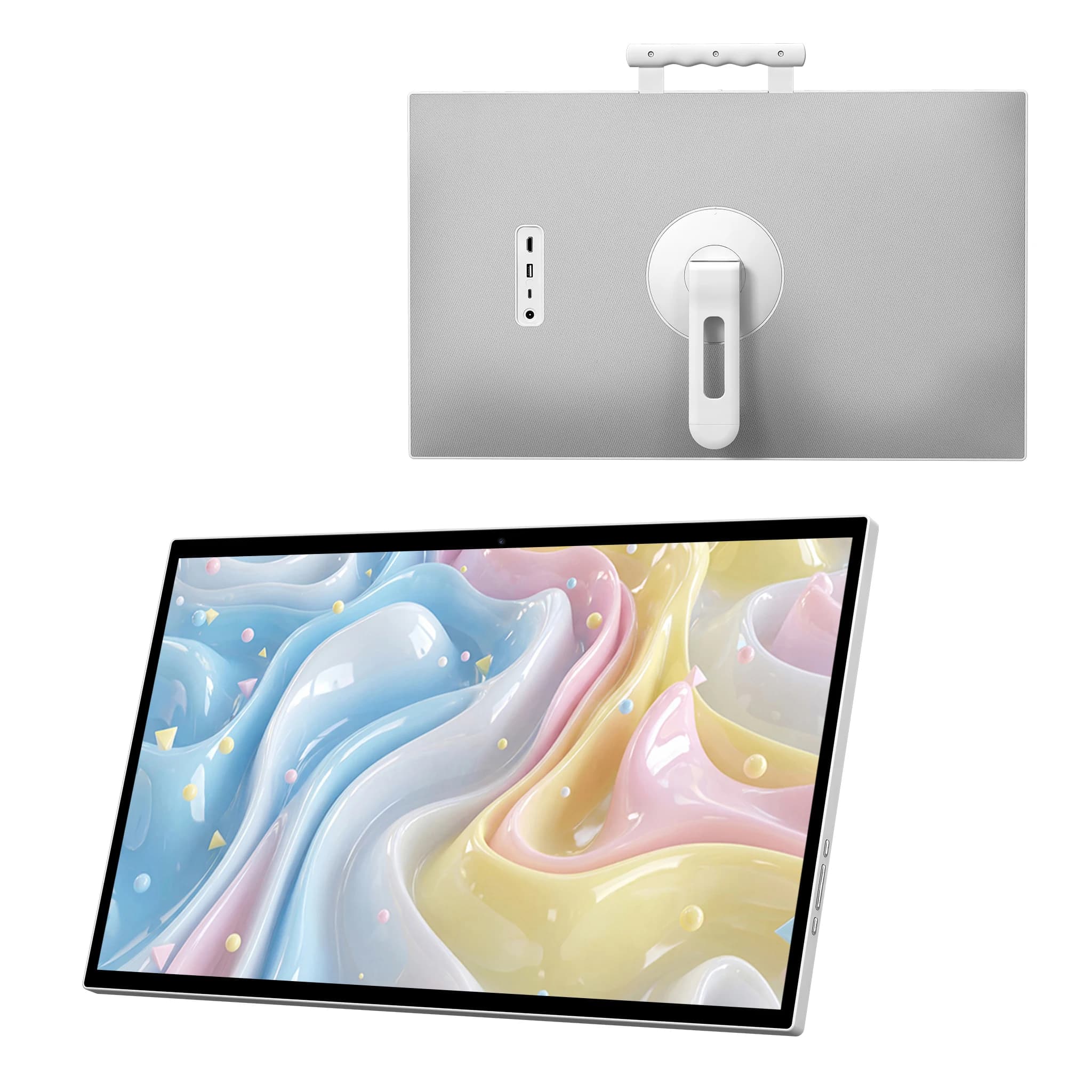 Wholesale 27" Vertical Smart TV Display OFD Stand Portable Monitor Android 15 Full HD 1080p IPS Adjustable Height Pop-up Camera
