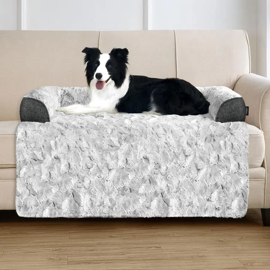 Large cot for sofa dogs, 41 x 37 inches, removable cover for dogs, soft plush pad for furniture