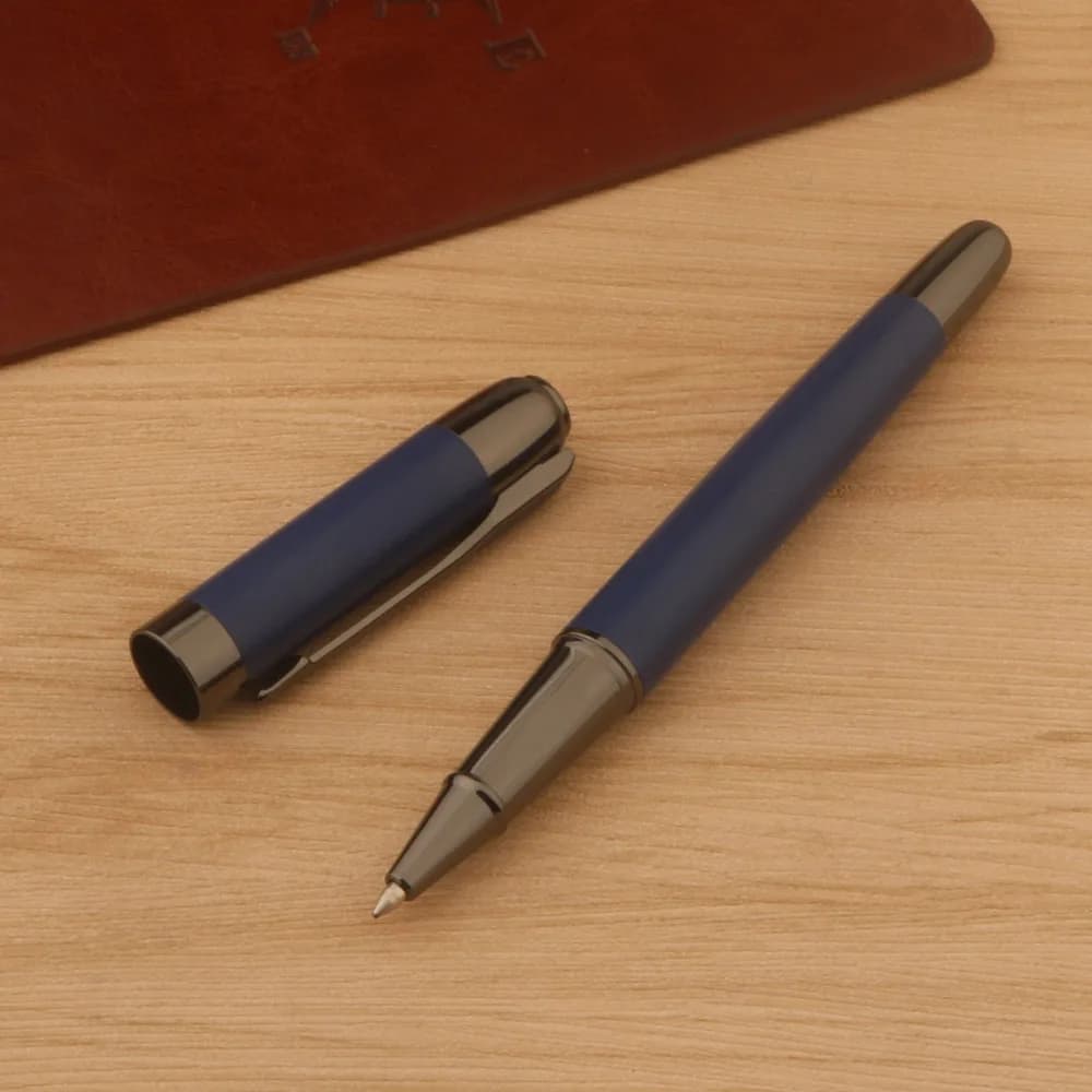1Pc Penna a sfera in metallo blu opaco Pistola Inchiostro grigio Penna gel Punta proiettile 0.5mm Penna roller Forniture per ufficio scolastico Penna di cancelleria