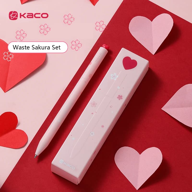 Kawaii Kaco First Gel Pen Set Caneta 0.5mm Cute Rotary Heart Pens con 4 ricariche nere Extra fornitore di cancelleria per scrittura liscia