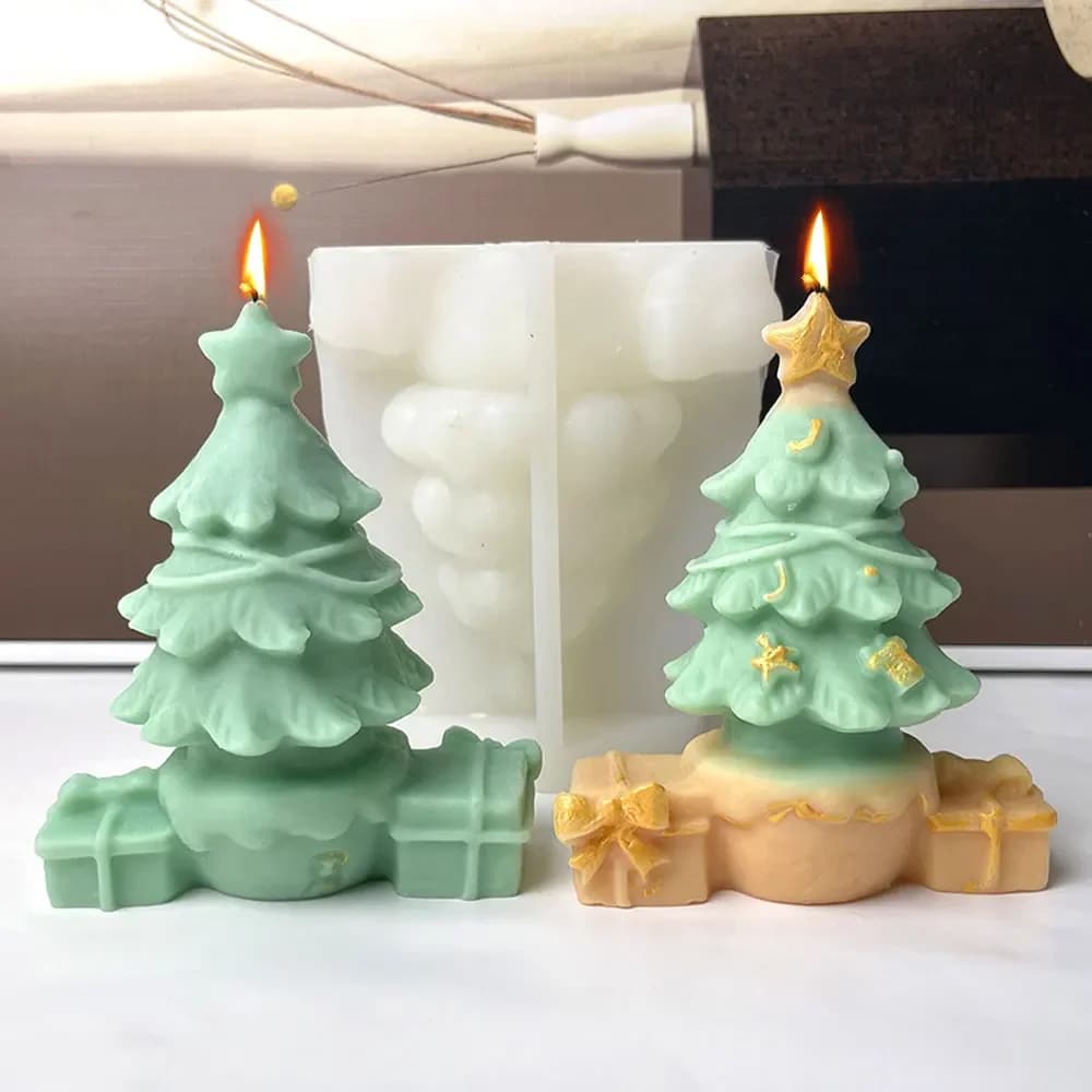 Star Christmas Tree Shape Candle Making Mould Gifts Box Plant Gypsum Silicone Mold Cone Festival Home Party Chocolate Cake Decor