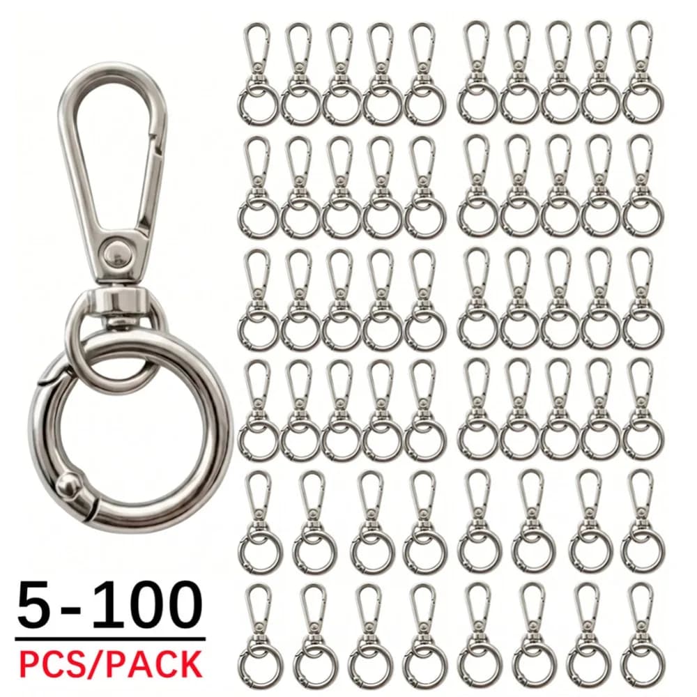 5/10/30/50 pcs Swivel Clasp Clip, Metal Swivel Snap Hooks, Double Opening Key Chain Clip with Key Ring for DIY Crafts Making