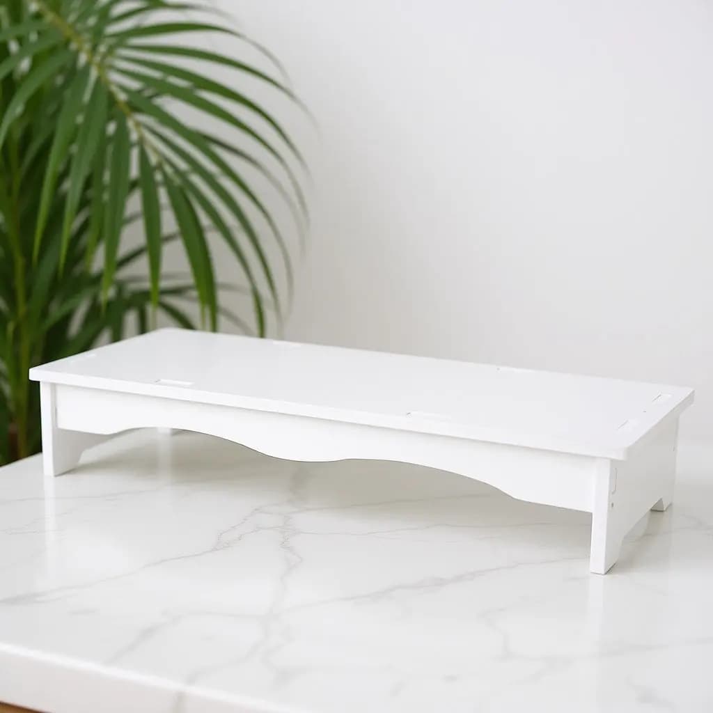 1Pcs Computer Monitor Stand White Desktop Elevated Rack Keyboard Storage Holder Monitor Riser Desk Organizer Durable Material
