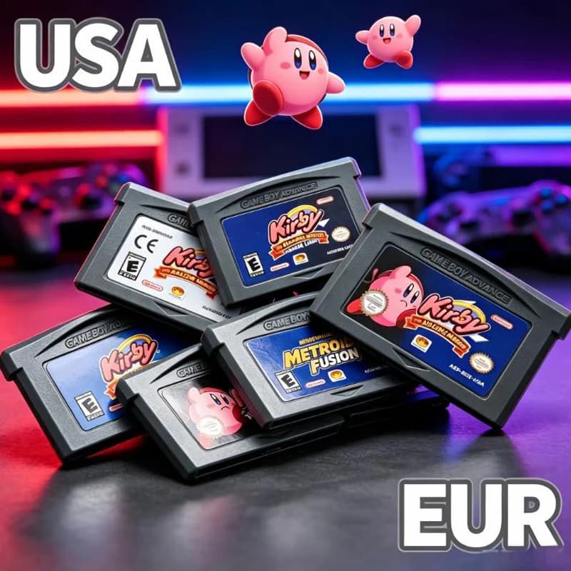 2026 USA/EUR 32-Bit Video Game GBA Kirby Game Cartridge Console Card Amazing Mirror Nightmare in Dream Land for GBA NDS