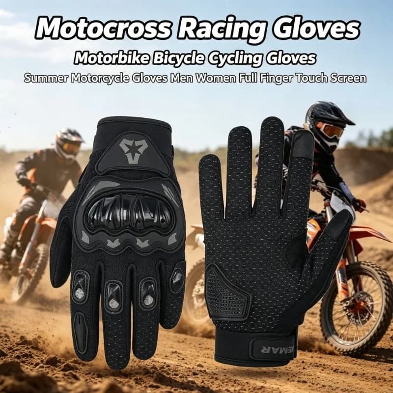 Motocross Racing Gloves Motorbike Bicycle Cycling Gloves Summer Motorcycle Gloves Men Women Full Finger Touch Screen