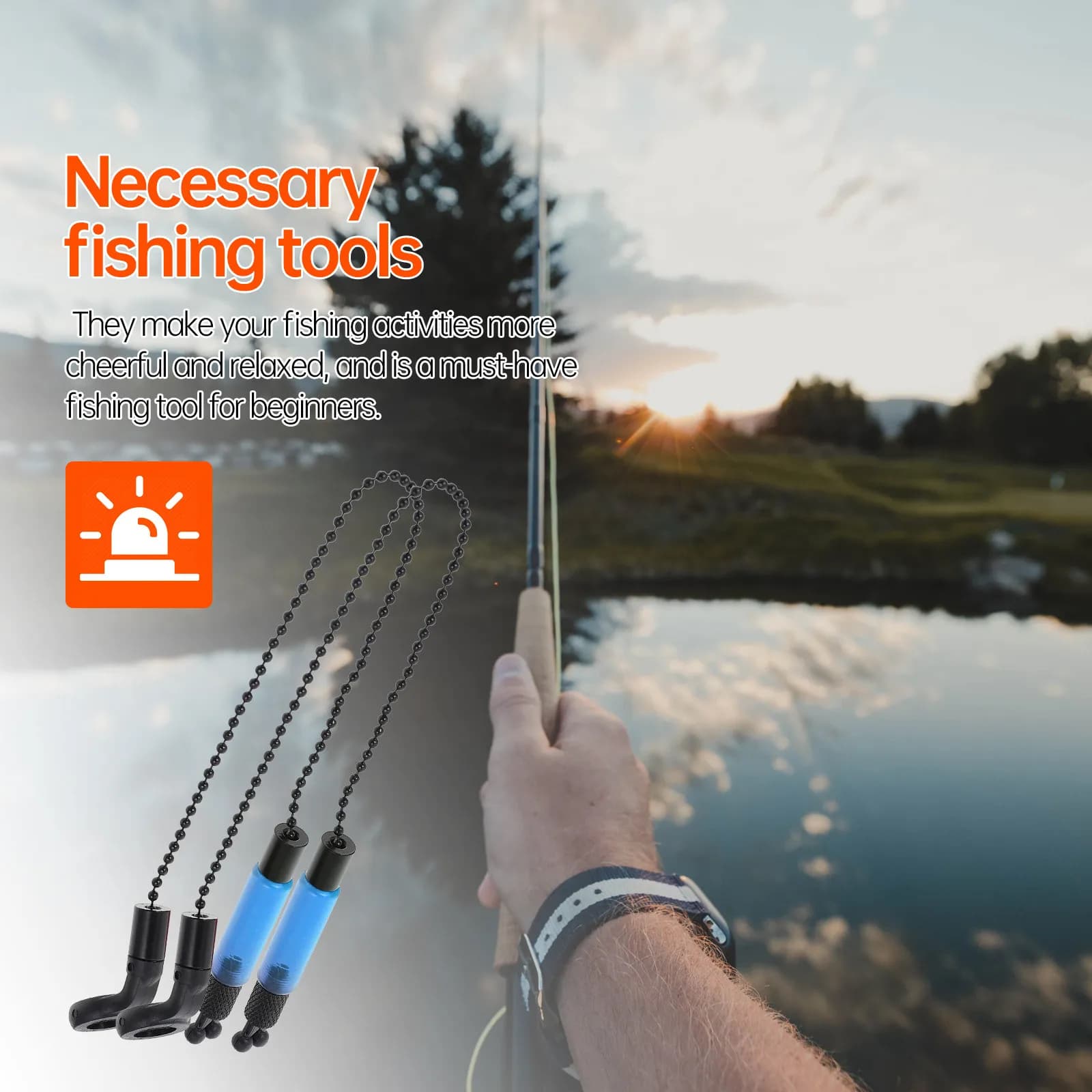 Set di 2 Allarmi per Pesca in Ferro, Allarme Professionale per Morso di Pesce con Funzione di Monitoraggio dell'Esca in Tempo Reale per Canna da Pesca