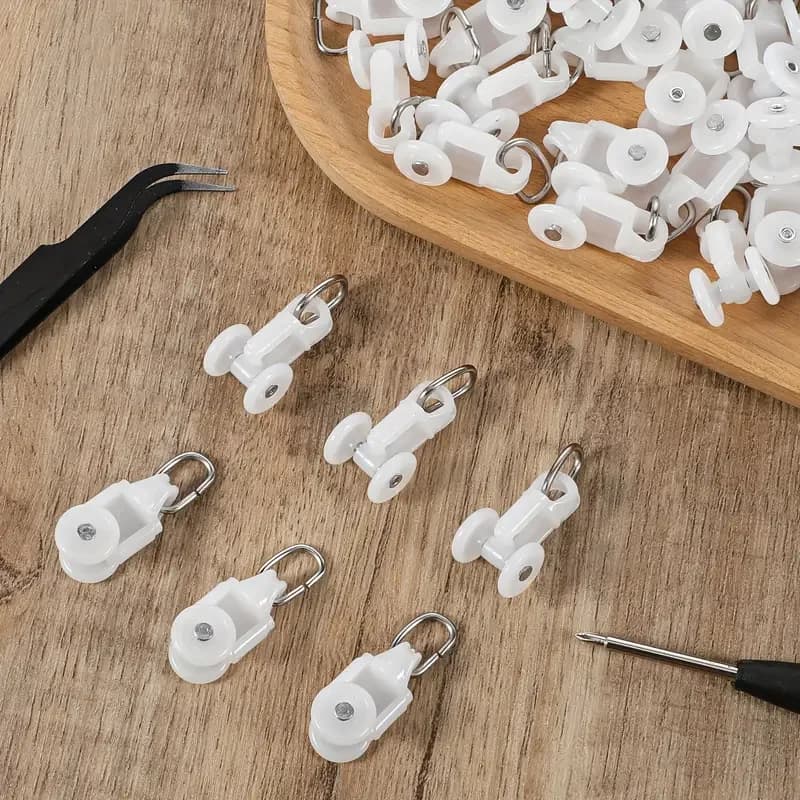 50Pcs Plastic Curtain Track Glider Sliding Curtain Track Hooks Drapery Rail Roller Windows Ceiling Shower Curtain Pulley