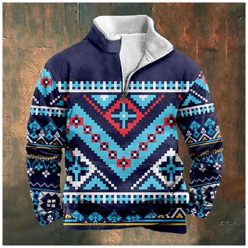 Nuova giacca natalizia in cotone maglione con cappuccio stampa casual manica lunga da uomo collo in piedi mezzo zip maglione taglio interno a311