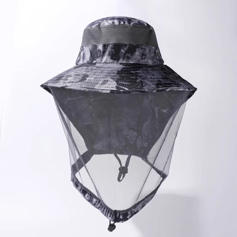 Cappello Anti-Zanzare Traspirante con Protezione Viso in Rete, Cappello da Sole a Tesa Larga, Cappello da Pesca Pieghevole con Rete per la Testa per Campeggio all'Aperto