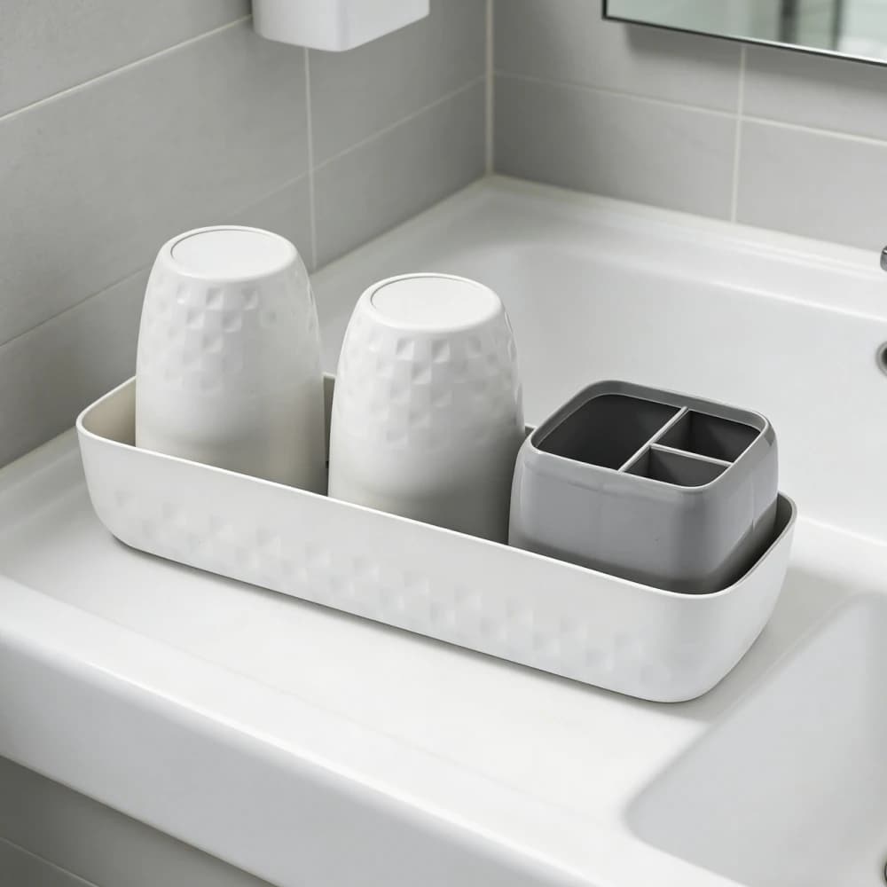 Set Porta Spazzolini, Piccolo Organizzatore da Bancone per Spazzolini e Dentifricio, Organizzatore per Bagno