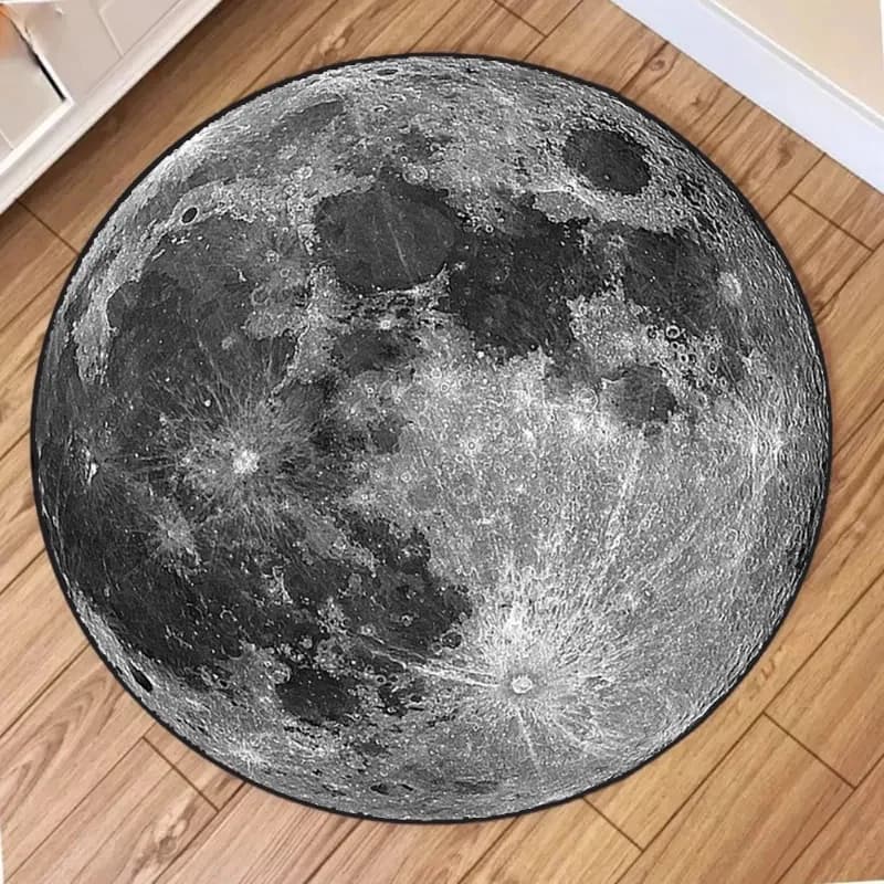 Tappeto Rotondo in Flanella Terra e Luna per Camera da Letto, Divano, Soggiorno, Morbido Tappeto Fonoassorbente e Insonorizzante, Decorazione per la Casa