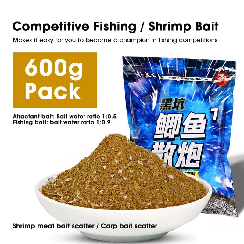 Tianyuan Esca da pesca Allevamento di pesca artificiale Pesca competitiva Borsa per carpa crucian 500g Gamberetti Esca per pesci 600g Sapore di pesce Richiamo Nido Materiale Esca da pesca Campo da pesca Competizione Pesca alla carpa