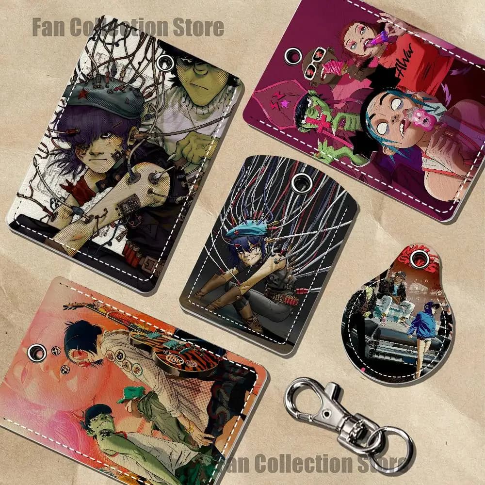 Noodle Murdoc Niccals G-Gorillaz Leather Keychain Badge Holder with Lanyard ID Access Card Holder Key Ring Accessory Gift Option