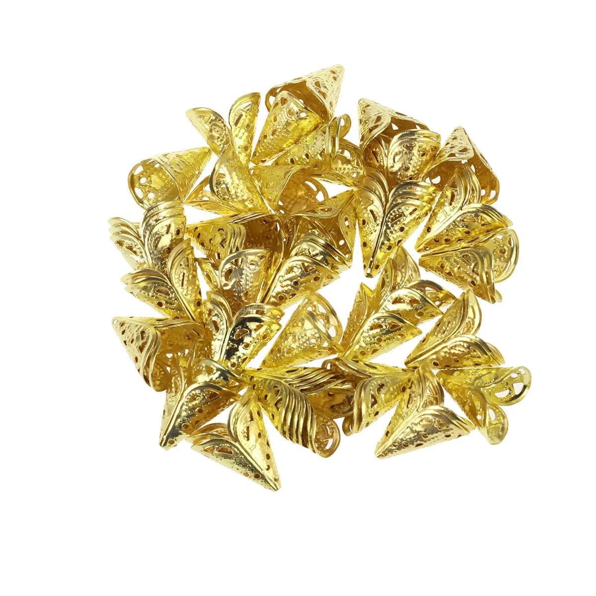 50Pcs Elegant Metal Filigree Flower Bead Caps Hollow Design DIY Jewelry Making Supplies for Necklace Bracelet Earring Pendant