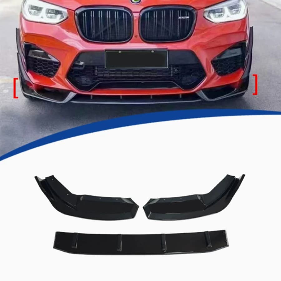 For BMW X3M F97 2017-2021 Bright Black Car Front Bumper Diverter Spoiler Diffuser glossy black Front lip chin body kit