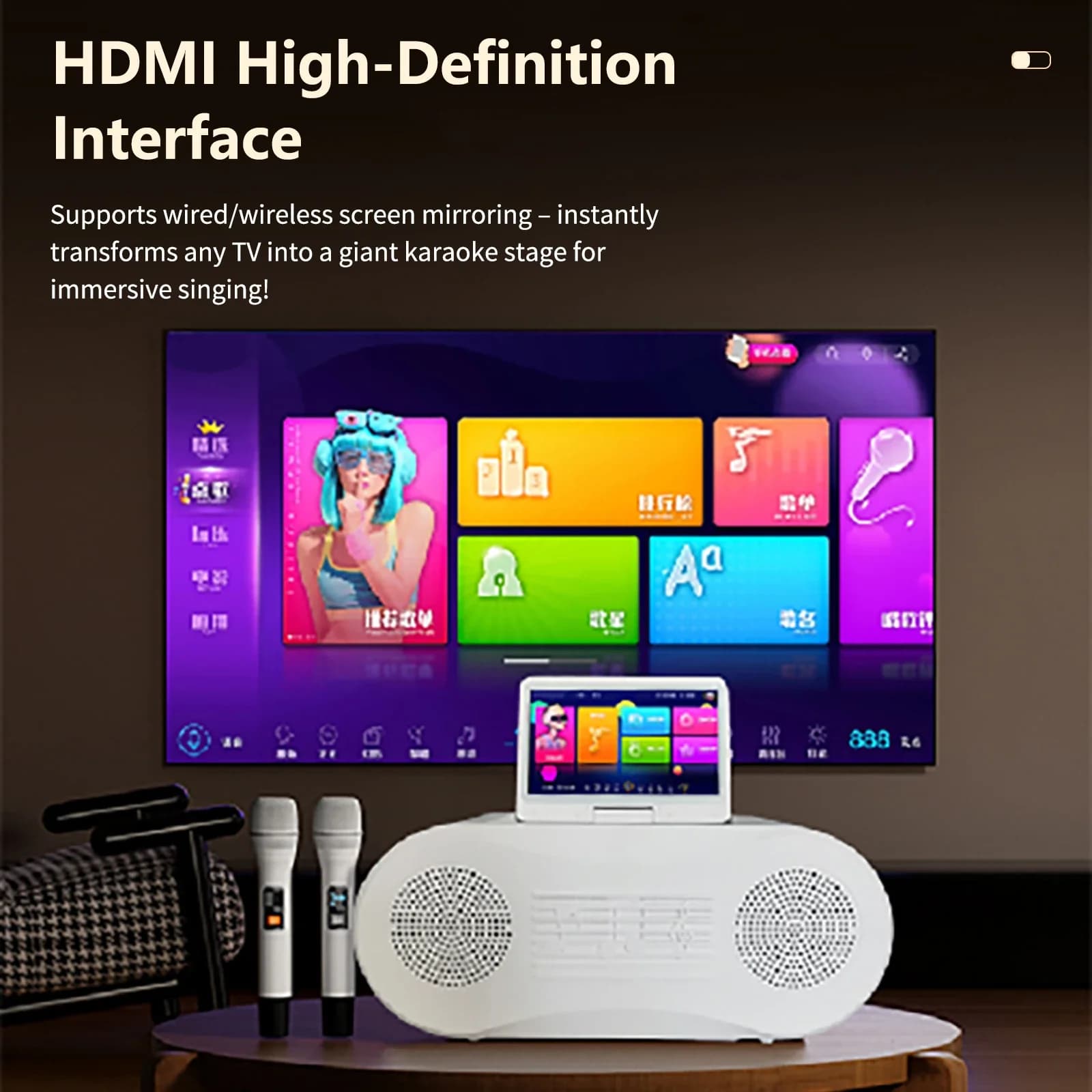 Macchina karaoke professionale con WiFi, sistema KTV con touchscreen, altoparlante portatile con 2 microfoni wireless per feste in famiglia