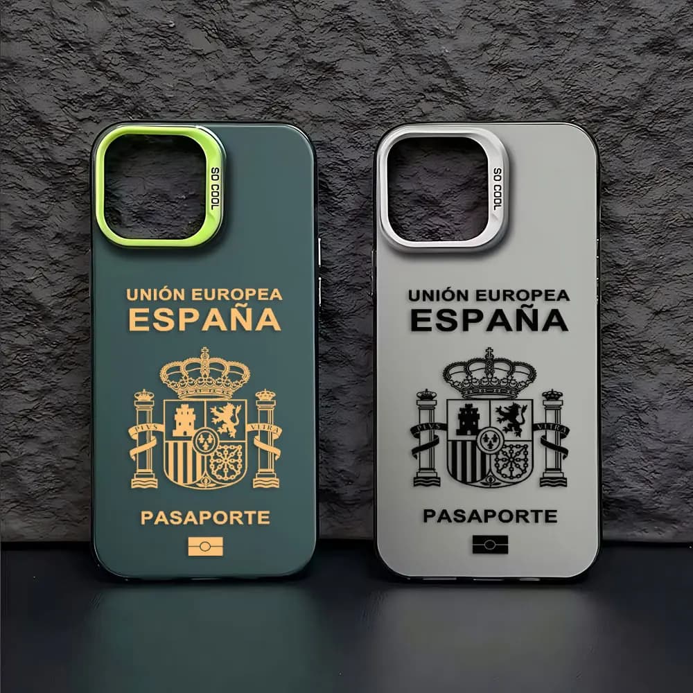 Spain Passport Phone Case For iPhone 16 15 14 13 12 11 mini Pro Max X XR XSMAX 8 7 Plus Anti Fall Matte Back Cover