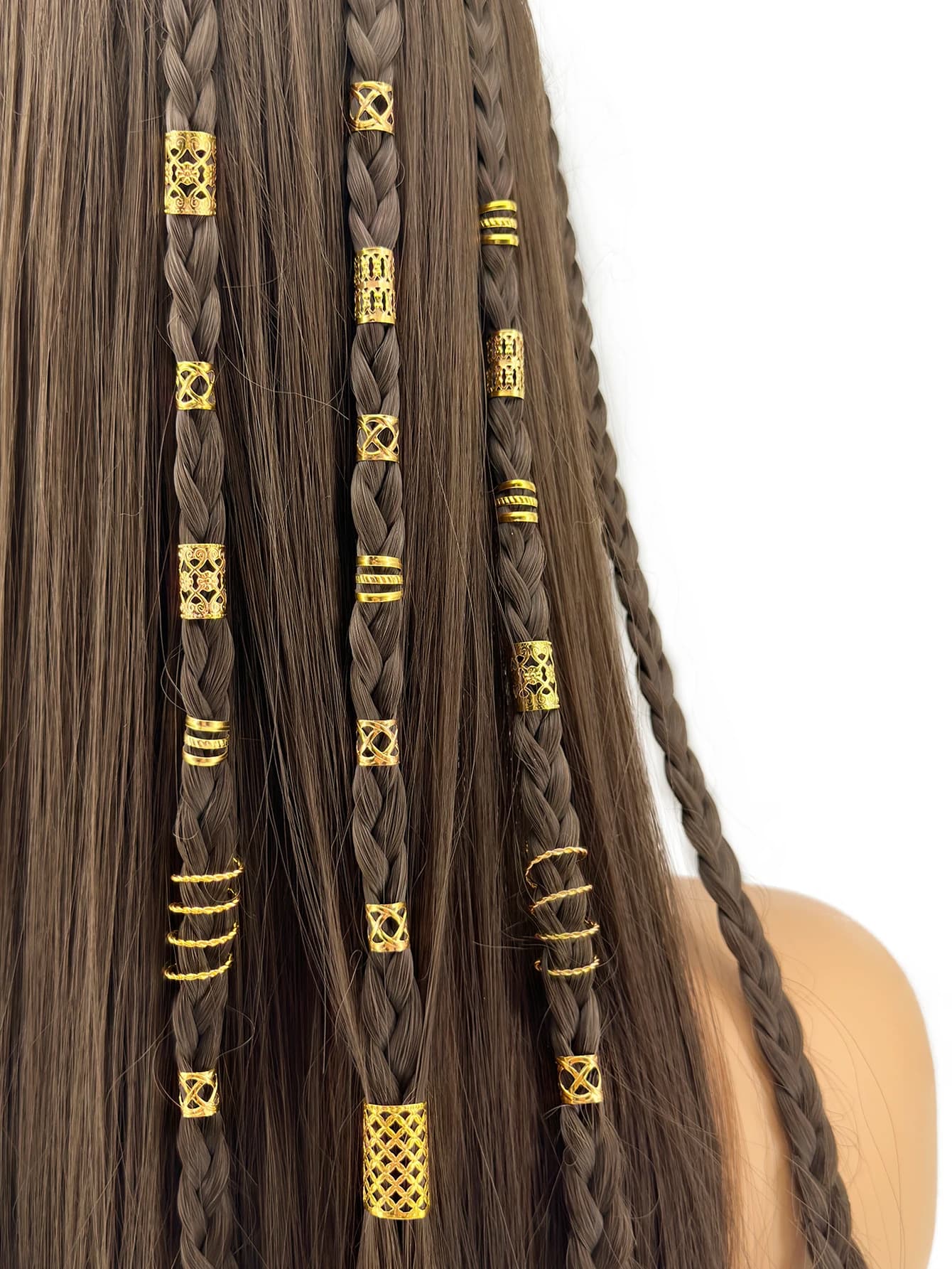 90 pezzi anello per capelli scavato, perline per capelli treccia Dreadlock tubo per capelli treccia accessori per capelli per donne ragazze gioielli per capelli per trecce