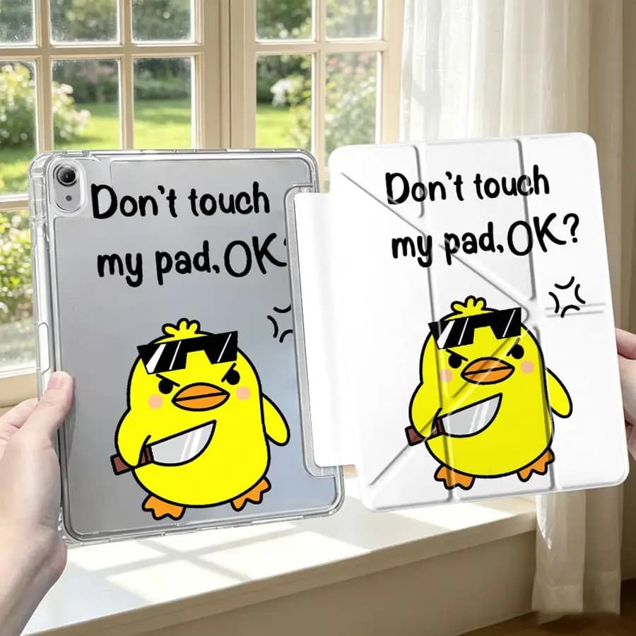 With Pen Slot Cover Tablet Case For iPad 10th Gen 9th Air 8 M2 M3 3 11th Mini 7 6 5 Pro 13 2025 2026 12th Cute Duck