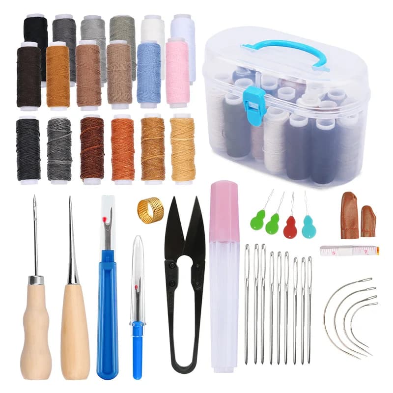 Leather Sewing Kit Upholstery Repair Kit with Sewing Awl Scissors Tool Kit for Beginners Professionals Leather Craft DIY