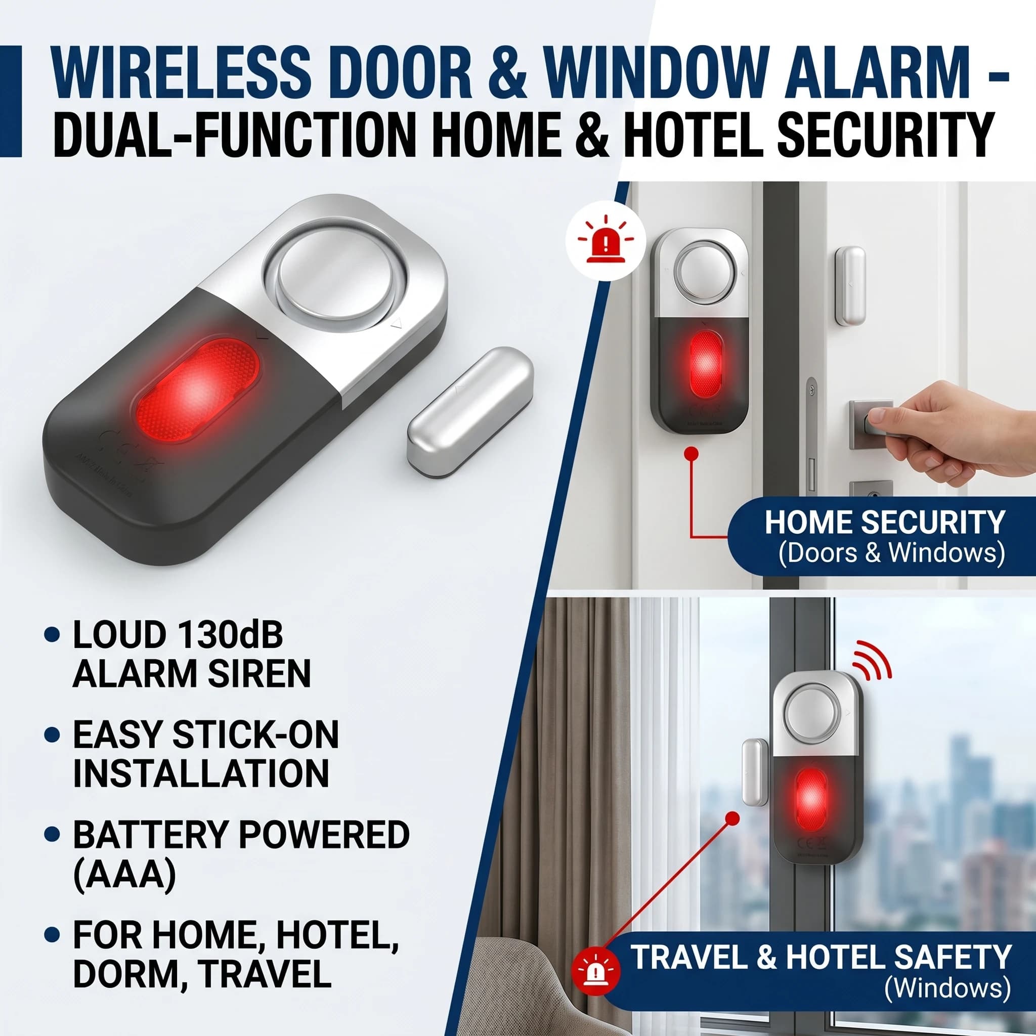 Allarme antifurto di sicurezza domestica Allarme di apertura porta senza fili Antifurto Intruso Ingresso casa Sensore magnetico Allarme ingresso porta finestra