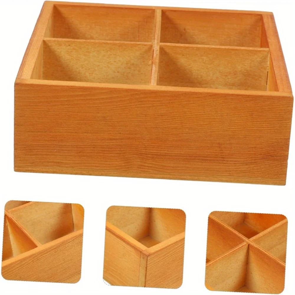1PC scatola di immagazzinaggio multifunzionale vassoio di frutta secca fioriera vassoio di verdure in legno vassoio di legno a 4 scomparti