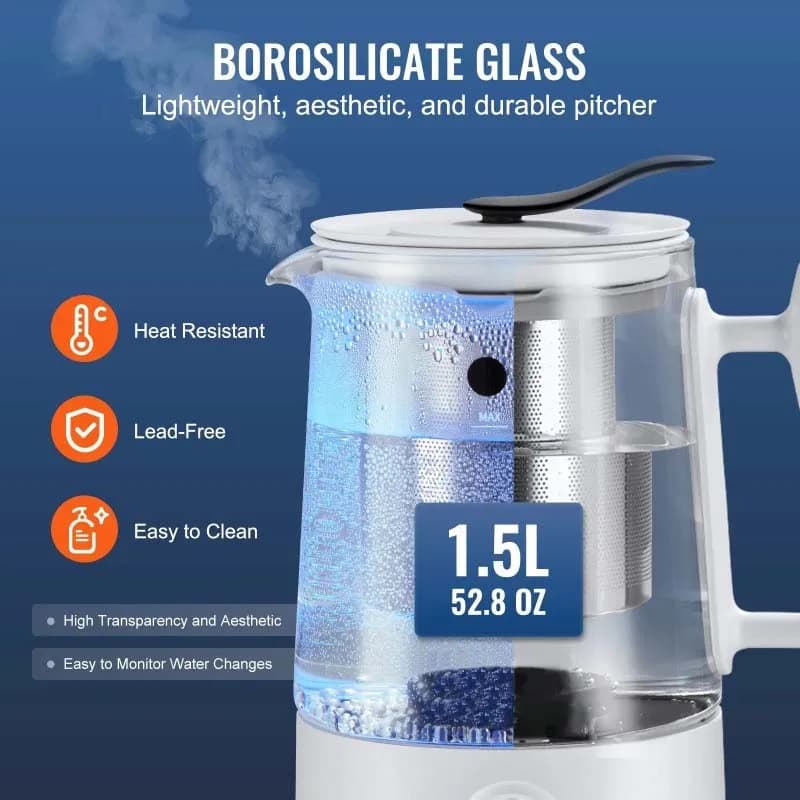 1.5 L Large Capacity Generator Water Kettle Titanium Quality Water Filter SPE PEM Tech Rich Water Pitcher