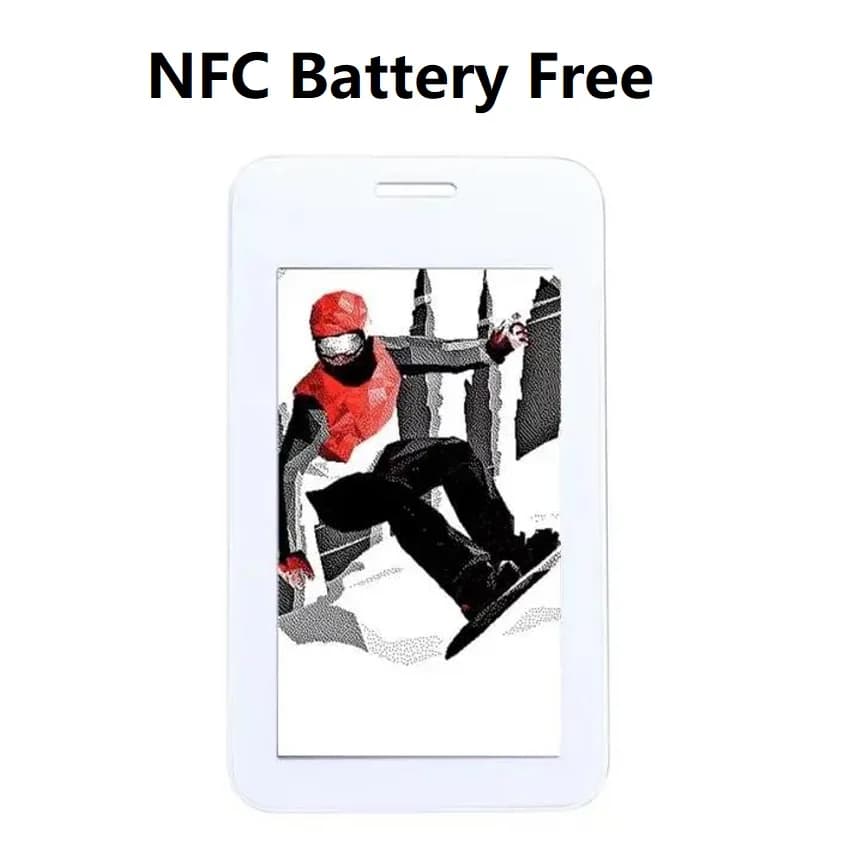 APP mobile Aggiorna nessuna batteria Eink nome badge Scheda di controllo accessi intelligente Etichetta NFC ePaper Carta d'identità evento Epaper Cornice digitale ESL