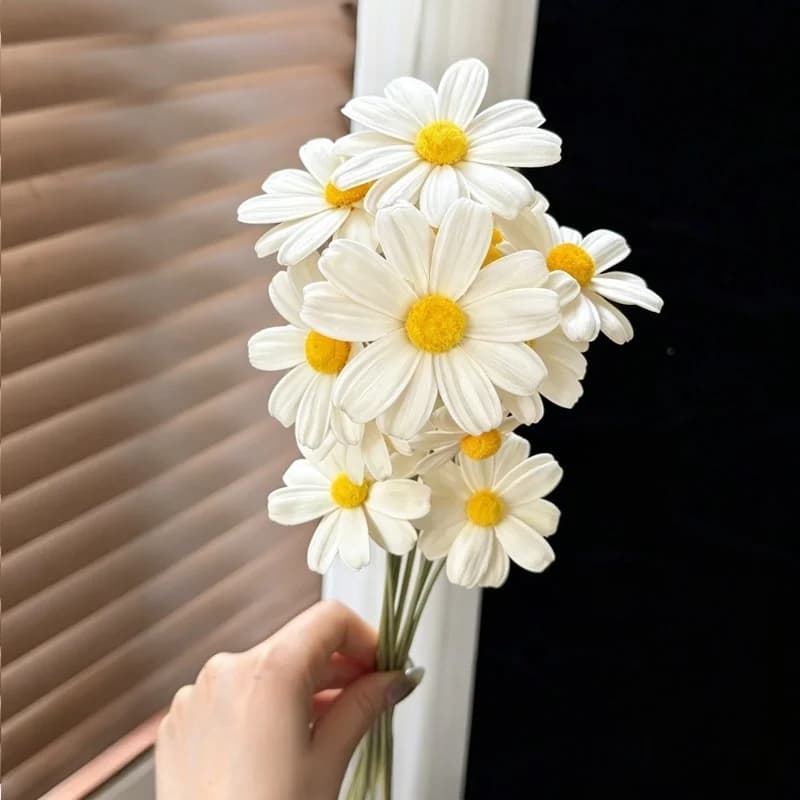 10PCS Artificial Daisies,Creative Melon Seed‑Glued Spliced Design Faux Flowers for Home Decor Wedding Birthday Flower Bouquet