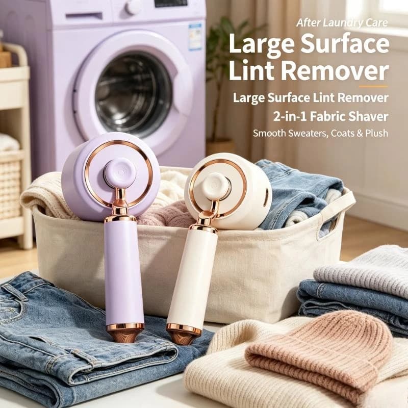 2In1 Portable Rechargeable Fabric Shaver Large Surface Clothes Pill Lint Remover Trimmer