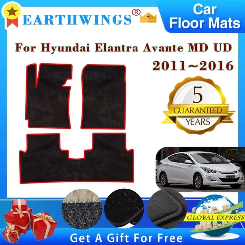 For Hyundai Elantra Avante MD UD 2011-2016 2012 Car Floor Mats Rugs Panel Footpads Carpets Cover Foot Pads Sticker Accessories