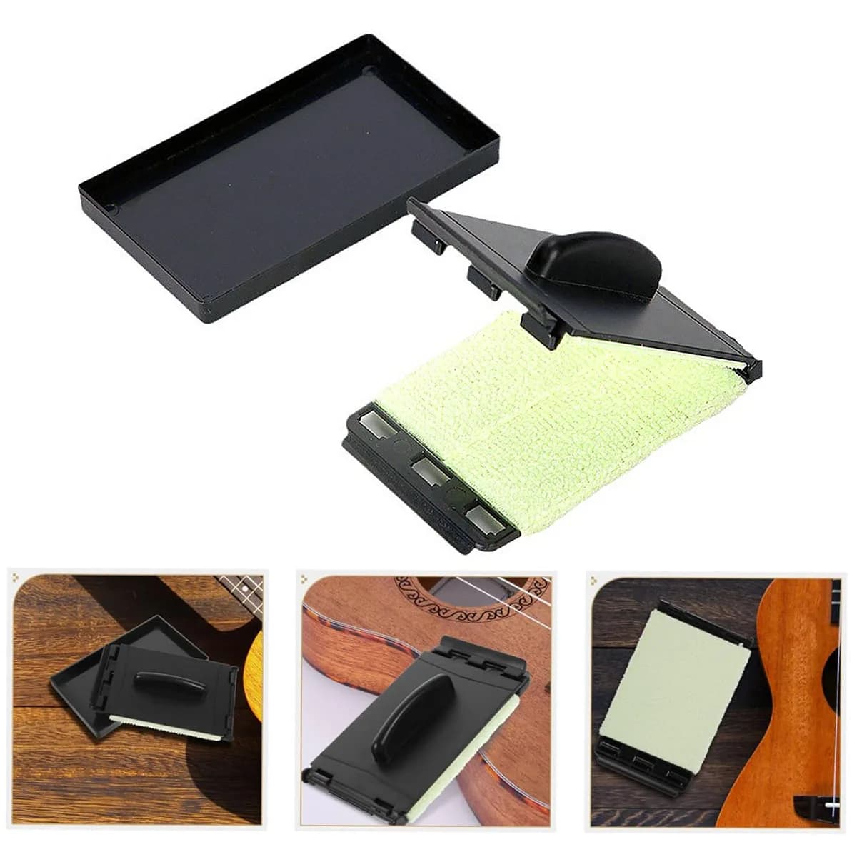 Miwayer Strumento per la pulizia delle corde per chitarra - Tampone in microfibra bifacciale, detergente per corde portatile riutilizzabile per chitarra, basso, ukulele