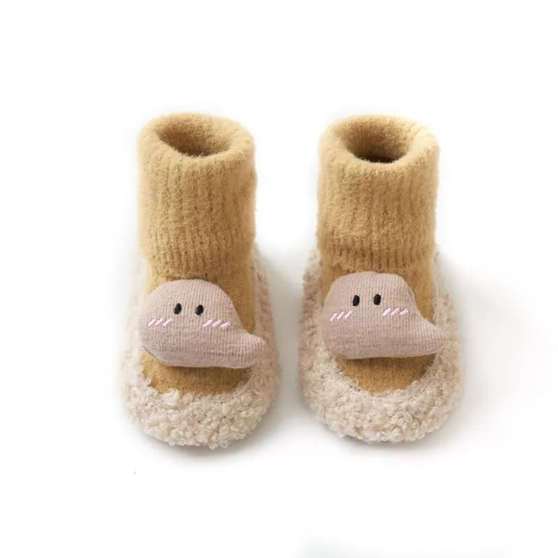 Calzini Invernali per Neonati, Termici, Foderati in Flanella, 100% Cotone, Suola Morbida, Antiscivolo, Scarpe da Interno per Bambini che Imparano a Camminare ​