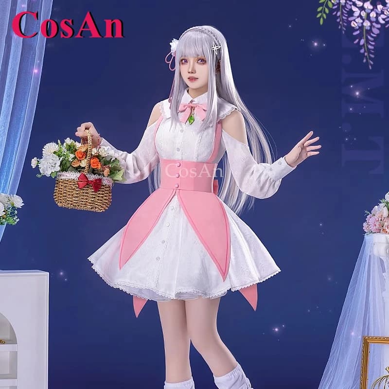 CosAn Anime Re: Vita in un mondo diverso da Zero Emilia Costumi Cosplay Abito personale Festa di Halloween Giochi di ruolo Abbigliamento