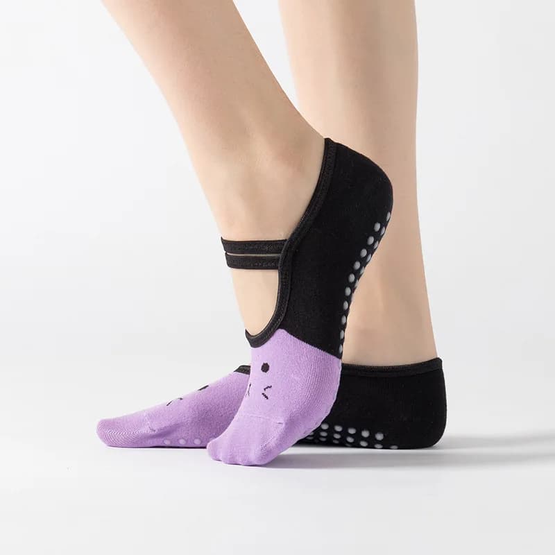 Calzini da pilates antiscivolo professionali da donna Calzini da yoga con fasciatura senza schienale Calzini sportivi in cotone per danza classica da donna