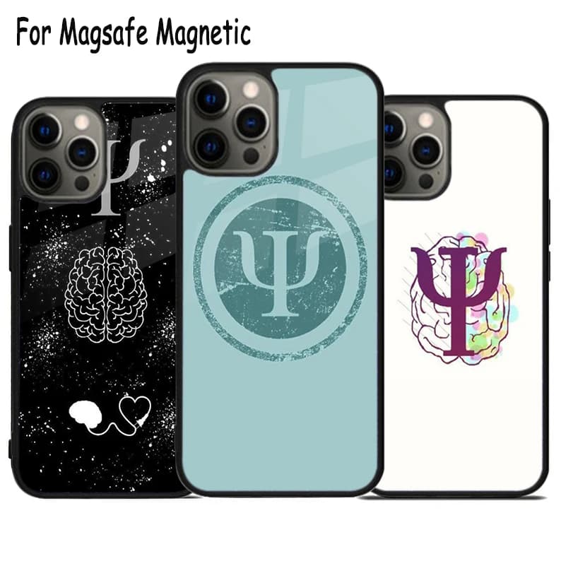 Custodia per telefono con ricarica wireless Psychology Defined per iPhone 17 Air 15 16 16e 14 13 11 12 Pro Max Plus, cover magnetica Magsafe con paraurti