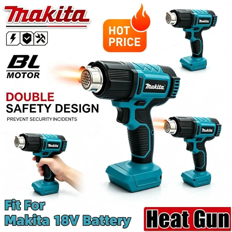 Makita Handheld Hot Air Gun – 550°C Temperature Control, With LED Display, Soldering Thermal Blower Tool & Heat Gun