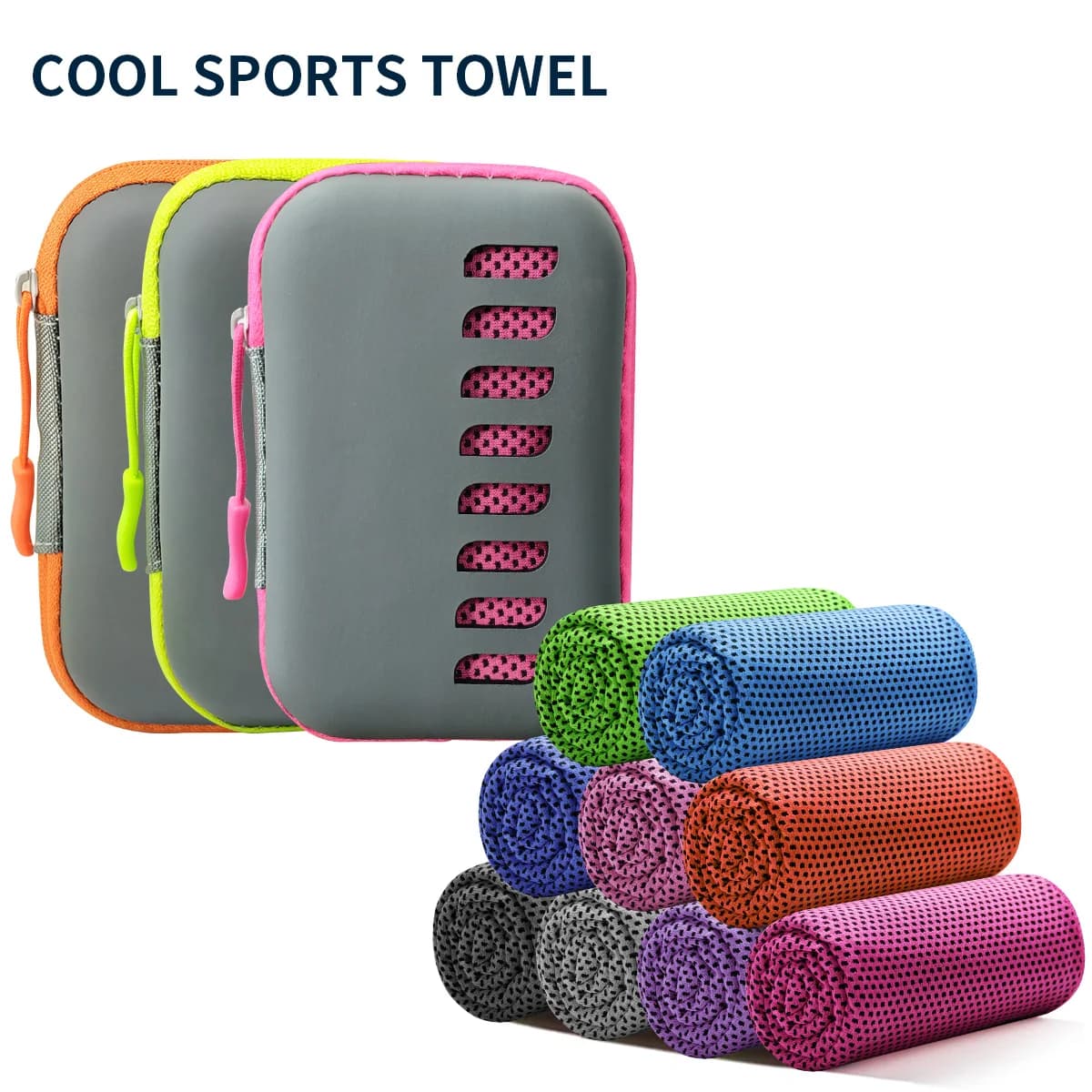 Camping Cooling Towels with Case, Compact & Portable Travel Ice Towel Quick Dry Towels for Sports Gym, Hiking and YogaTowel