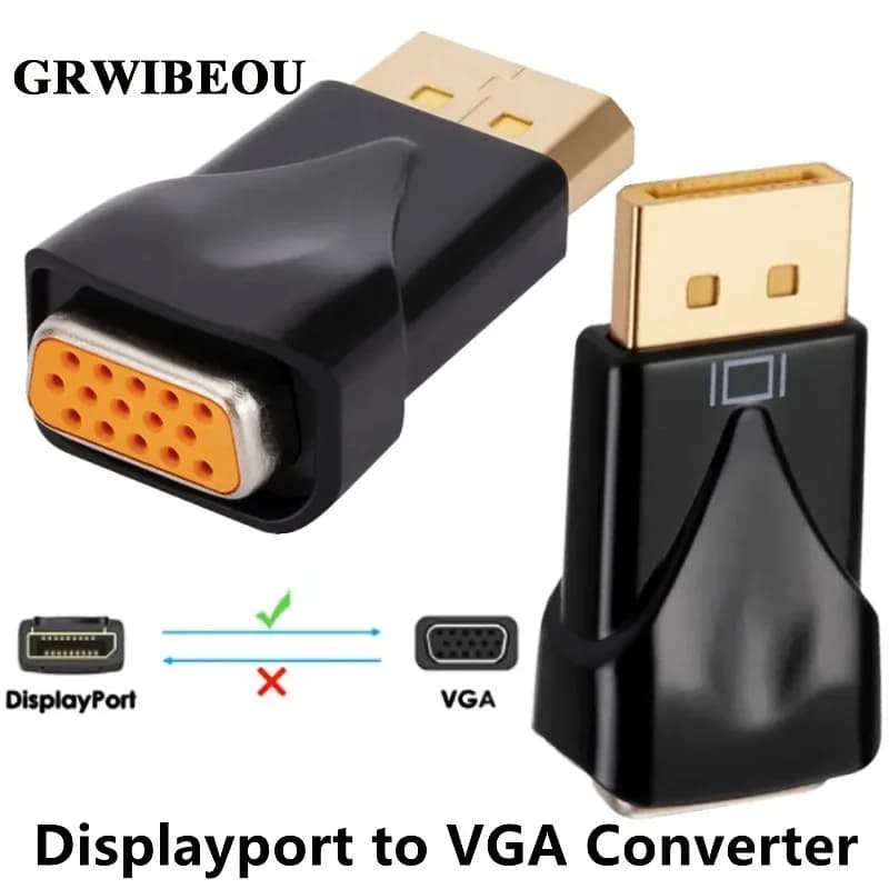 Adattatore Grwibeou 1080P HD da DP a VGA, Convertitore DisplayPort DP a VGA Maschio-Femmina per PC, Laptop, Monitor, Proiettore, TV